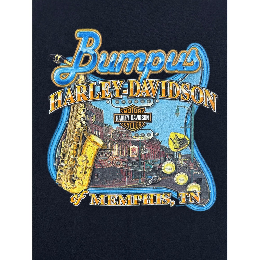 Harley Davidson T Shirt 3XL Black Cotton Eagle Bumpus Memphis TN Graphic Tee